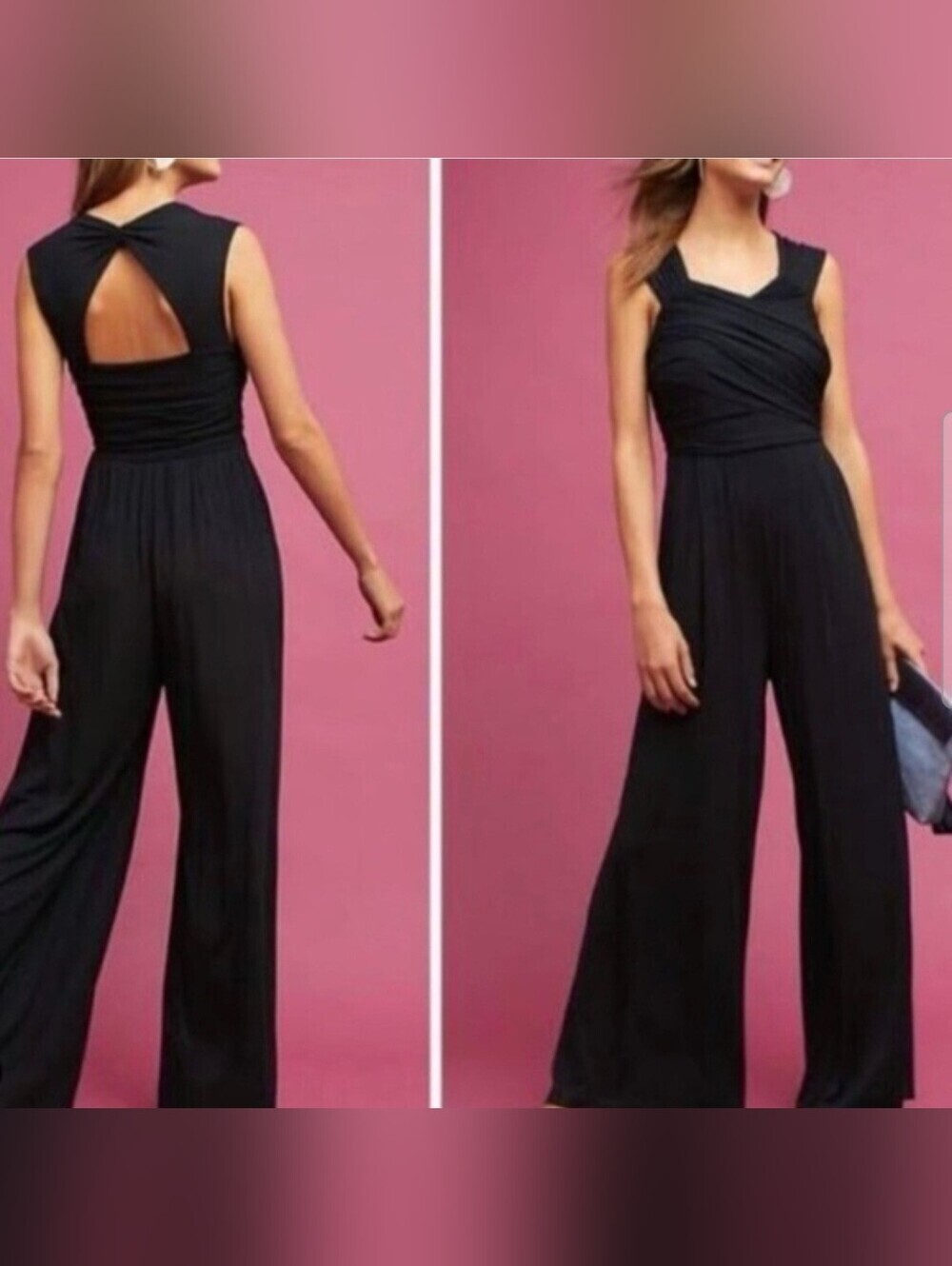 NWT Anthropologie Moulinette Soeurs Black Draped Jersey Jumpsuit Small